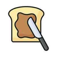 Sliced bread with knife and chocolate paste, toast icon in trendy style vector