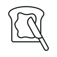 Sliced bread with knife and chocolate paste, toast icon in trendy style vector