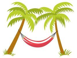 Vector palms with hammock on them flat illustration