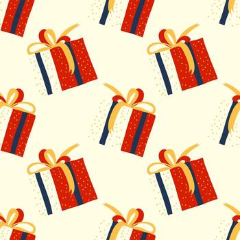 sin costura modelo regalos con generosidad en rojo y azul para textil o objeto huellas dactilares vector