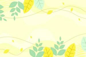 Flat hand drawn floral spring season concept background with leaves vector