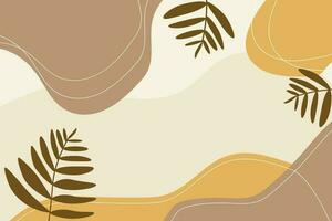 Aesthetic hand drawn abstract background minimalist with leaves vector