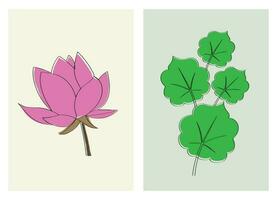 Vector one line drawing minimalist flower and foliage illustration in line art style