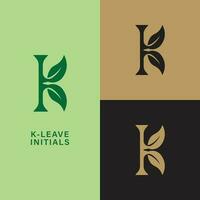 Simple initial K leaf logo icon vector. vector
