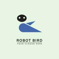 Robot bird simple vector logo icon.