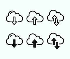 Cloud download and upload icon. Download and upload cloud computing outline and filled vector sign. Cloud vector illustration