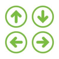 flecha izquierda Derecha arriba abajo vector iconos esta redondeado plano símbolo es dibujado con eco verde color en un blanco antecedentes.