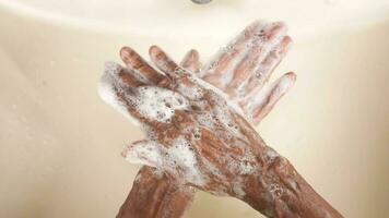 Washing hands with water and soap video