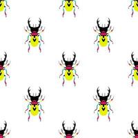 Lovely big beetles. Funny seamless pattern. vector