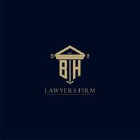 BH initial monogram lawfirm logo with pillar design vector