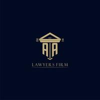 AA initial monogram lawfirm logo with pillar design vector