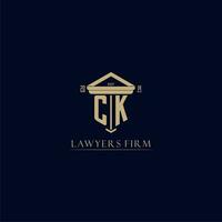 CK initial monogram lawfirm logo with pillar design vector
