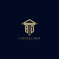 BD initial monogram lawfirm logo with pillar design vector