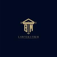 BM initial monogram lawfirm logo with pillar design vector