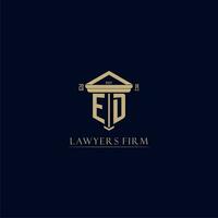 ED initial monogram lawfirm logo with pillar design vector