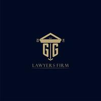 GG initial monogram lawfirm logo with pillar design vector