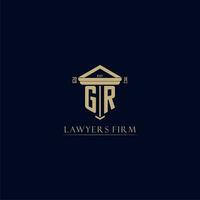 GR initial monogram lawfirm logo with pillar design vector