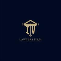 IV initial monogram lawfirm logo with pillar design vector