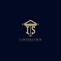 IS initial monogram lawfirm logo with pillar design vector