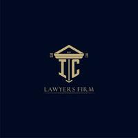 IC initial monogram lawfirm logo with pillar design vector