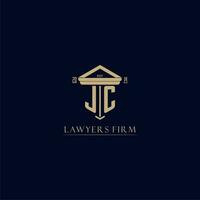 JC initial monogram lawfirm logo with pillar design vector