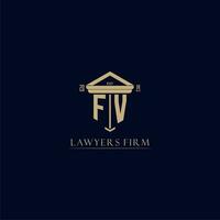 FV initial monogram lawfirm logo with pillar design vector