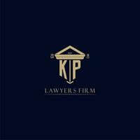 KP initial monogram lawfirm logo with pillar design vector