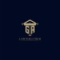 GA initial monogram lawfirm logo with pillar design vector