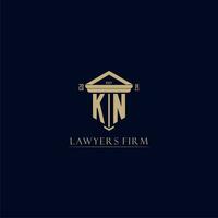 KN initial monogram lawfirm logo with pillar design vector