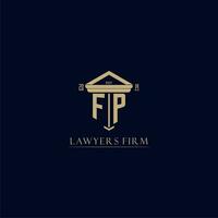 FP initial monogram lawfirm logo with pillar design vector