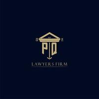 PQ initial monogram lawfirm logo with pillar design vector