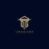 OG initial monogram lawfirm logo with pillar design vector