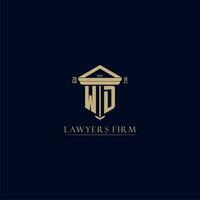 WD initial monogram lawfirm logo with pillar design vector