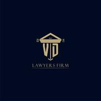 VD initial monogram lawfirm logo with pillar design vector