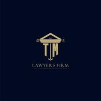 TM initial monogram lawfirm logo with pillar design vector
