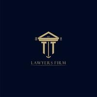 TT initial monogram lawfirm logo with pillar design vector