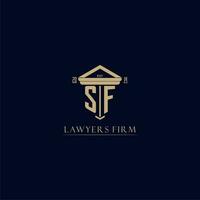 SF initial monogram lawfirm logo with pillar design vector
