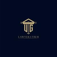 UG initial monogram lawfirm logo with pillar design vector