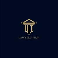 UI initial monogram lawfirm logo with pillar design vector