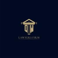 QW initial monogram lawfirm logo with pillar design vector