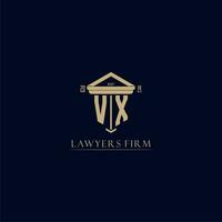 VX initial monogram lawfirm logo with pillar design vector