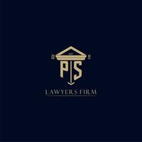 PS initial monogram lawfirm logo with pillar design vector