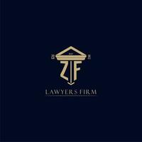 ZF initial monogram lawfirm logo with pillar design vector