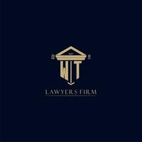 WT initial monogram lawfirm logo with pillar design vector