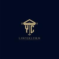 yc inicial monograma bufete de abogados logo con pilar diseño vector
