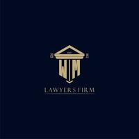 WM initial monogram lawfirm logo with pillar design vector