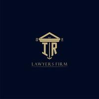 IR initial monogram lawfirm logo with pillar design vector
