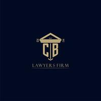 cb inicial monograma bufete de abogados logo con pilar diseño vector