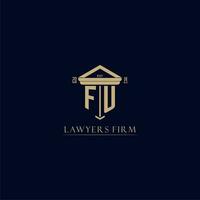 FU initial monogram lawfirm logo with pillar design vector