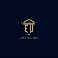 EU initial monogram lawfirm logo with pillar design vector